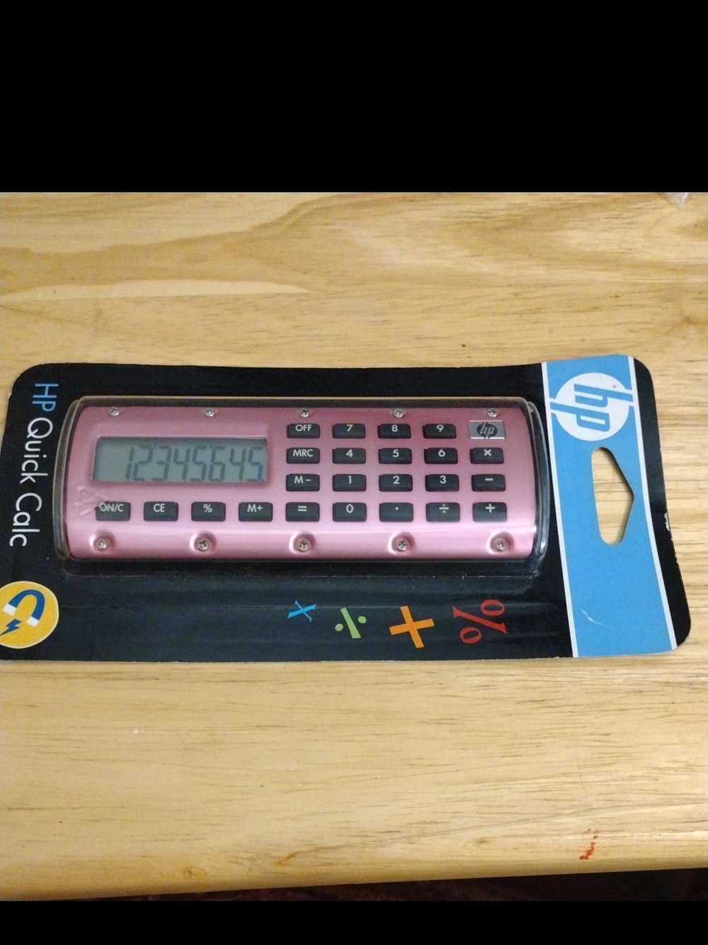 Rare Retro HP Quick Calc Pink Pocket Basic Calculator Magnetic Back New Sealed